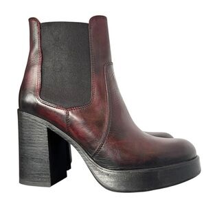 Emanuele Crasto Made in Italy Burgundy Leather Chelsea Platform Boots US 9.5